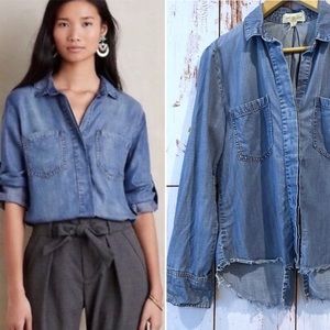 | anthro | cloth & stone | frayed hem chambray blouse